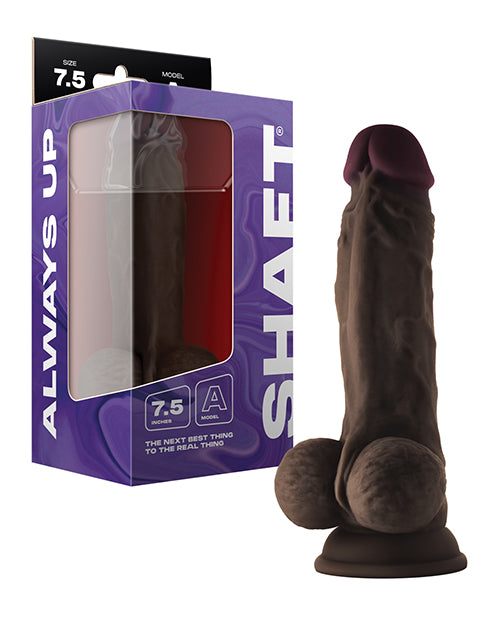 Shaft Model A Flexskin Liquid Silicone 7.5&quot; Dong w/Balls - Mahogany
