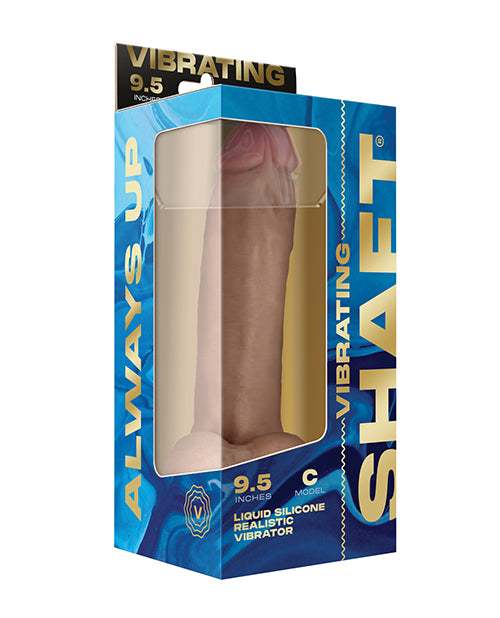 Shaft Flexskin Liquid Silicone 9.5" Vibrating Curved Dong W/Balls