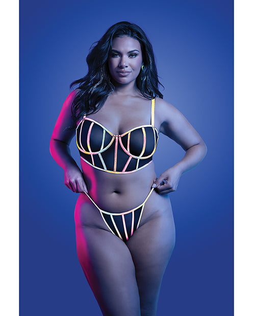 Glow by Fantasy Lingerie Solar Flare Flash Reflective Binding Underwire Bra & Thong - Image 4