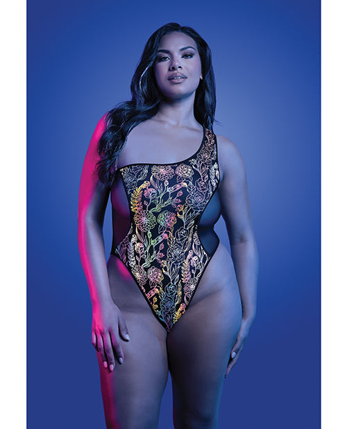 Glow by Fantasy Lingerie Luminescent Flash Reflective Floral Print Teddy - Image 4