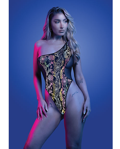Glow by Fantasy Lingerie Luminescent Flash Reflective Floral Print Teddy