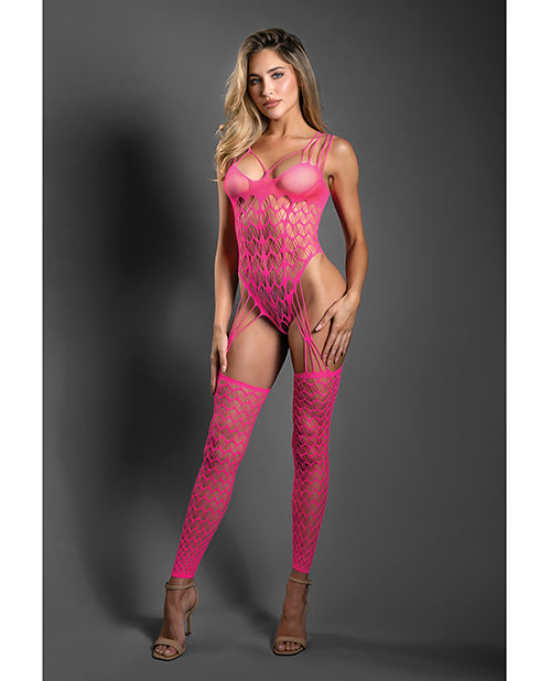 Sheer by Fantasy Sheer Next To You Crotchless Geometric Fishnet Teddy Bodystocking