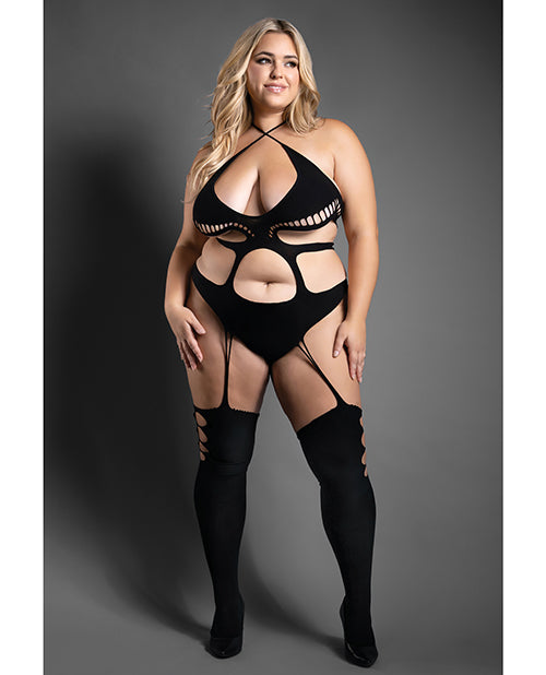 Sheer by Fantasy Sheer Mind Games Opaque Crotchless Teddy Bodystocking - Image 2