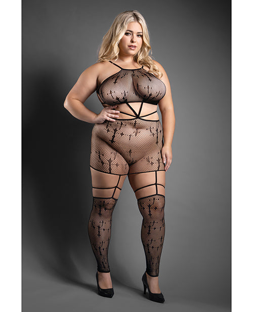 Sheer by Fantasy Sheer Unholy Gartered Bodystocking Dress w/Attached Stockings - Image 2