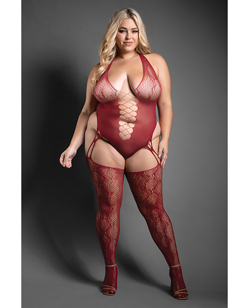 Sheer by Fantasy Sheer Pretty Poison Snakeskin Pattern Halter Bodystocking - Image 2
