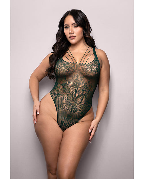 Vixen Enemies To Lovers Seamless Lace Teddy - Green QN