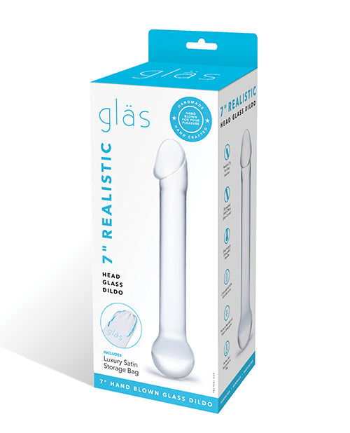 Glas 7&quot; Realistic Head Glass Dildo - Clear