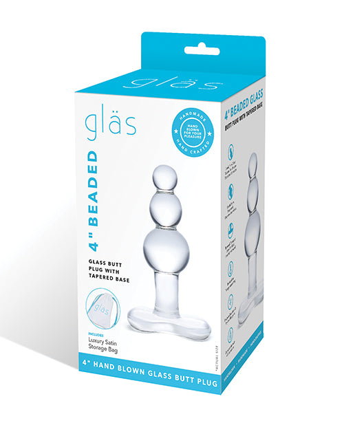 Glas Glas 4" Beaded Glass Butt Plug w/Tapered Base