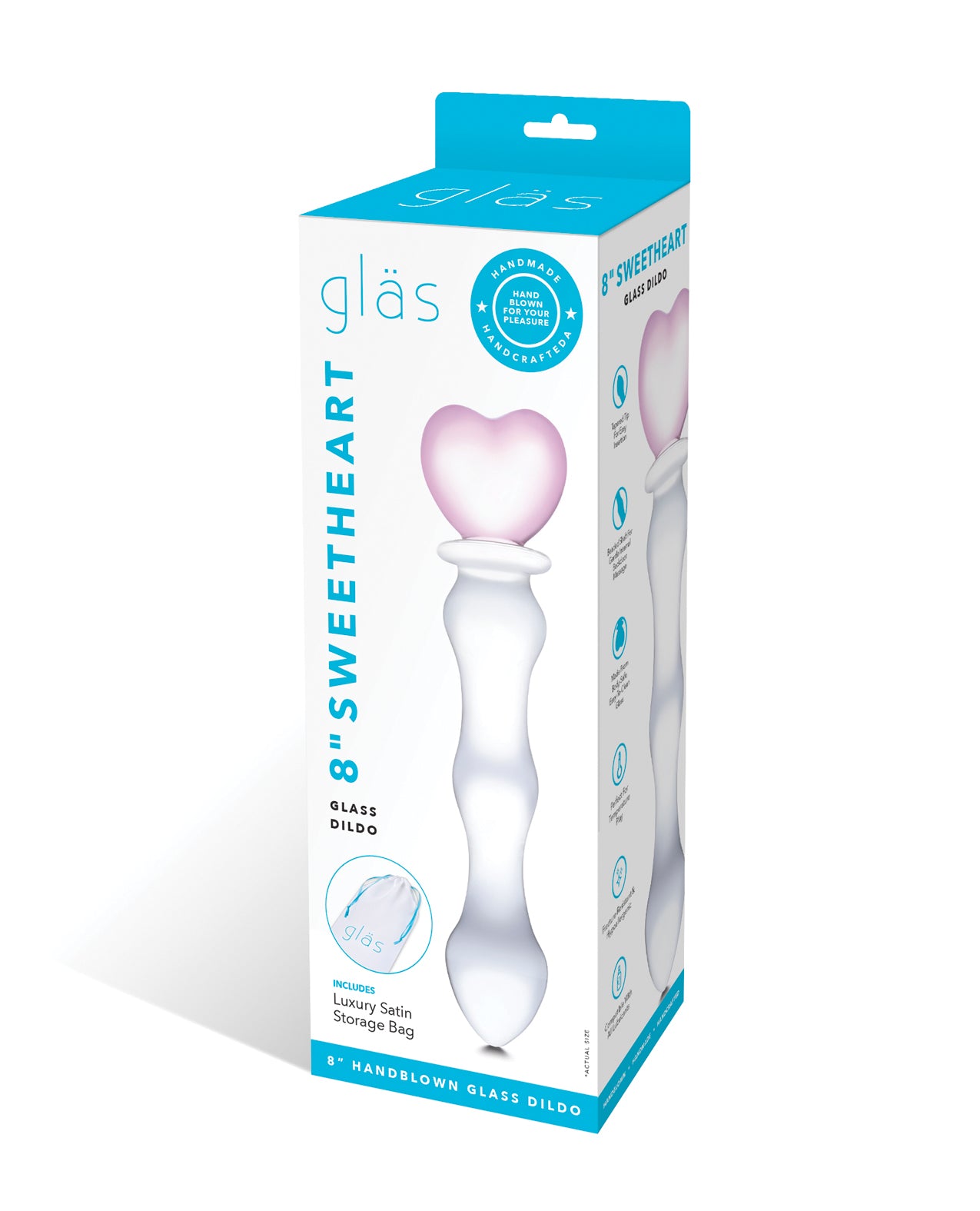 Glas 8&quot; Sweetheart Glass Dildo - Pink/Clear