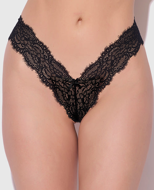 Lana Sheer Lace V-Thong - Black LG