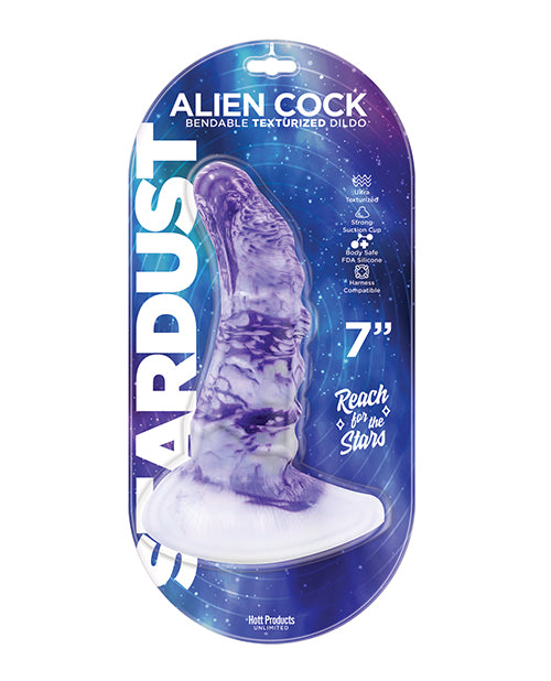 Stardust Alien Cock Silicone Textured 7&quot; Dildo - Purple
