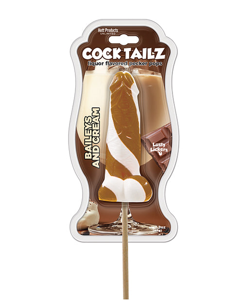 Cock Tailz Liquor Flavored Pecker Pops - Baileys &amp; Cream Tan/White Stripe