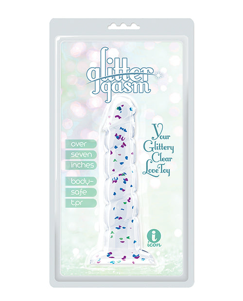 Glittergasm 7.5&quot; Swirls Dildo - Blue/Purple/Violet