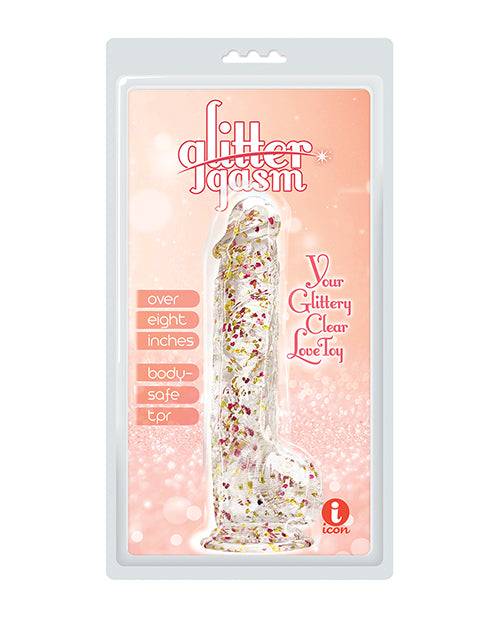Glittergasm 8.5&quot; Ballsy Dildo - Red/Gold/Orange