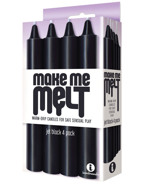 The 9’s Make Me Melt Sensual Warm Drip Candles - Jet Black Pack of 4