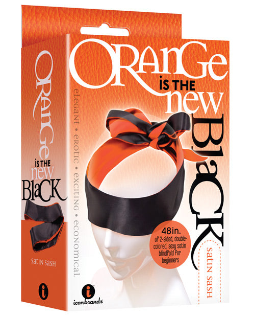 The 9&apos;s Orange is the New Black Satin Sash Reversible Blindfold
