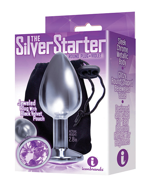 $$The 9's The Silver Starter Bejeweled Round Stainless Steel Plug