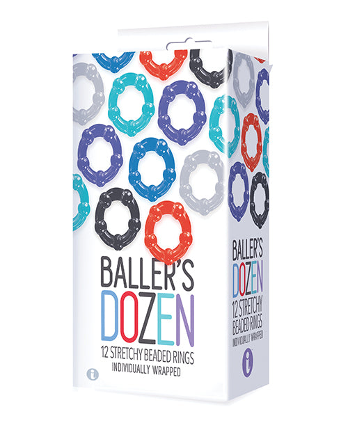 The 9’s Baller’s Dozen Beaded 12 pc Cockring Set - Asst. Colors