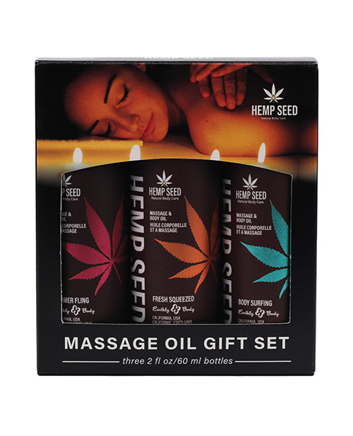 Earthly Body Summer 2025 Massage Oil Gift Set - 2 oz Body Surfing, Fresh Squeezed &amp; Summer Fling