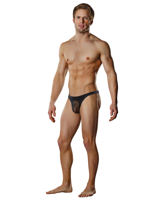 Male Power Sheer Nylon Lycra Pouch Thong Black S/M