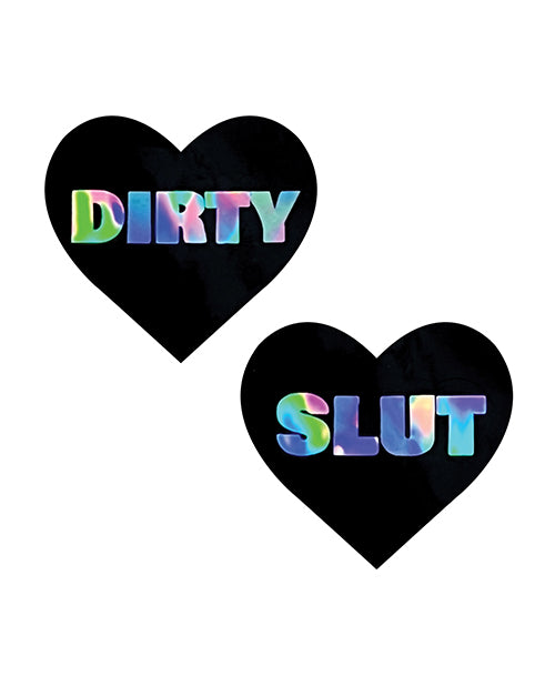 Neva Nude Holographic Dirty Slut Heart Pasties
