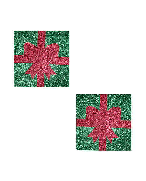 Neva Nude HO HO HO Christmas Gift Pasties - Green/Red O/S
