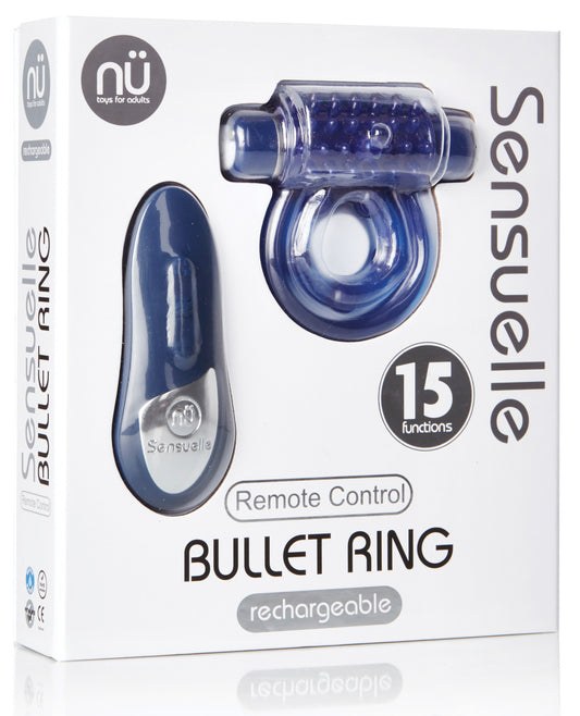 Nu Sensuelle Endure Ultra Flex Remote Control Rechargeable Bullet Ring - Blue