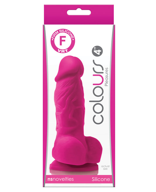 Colours Pleasures 4” Dong w/Balls & Suction Cup - Pink