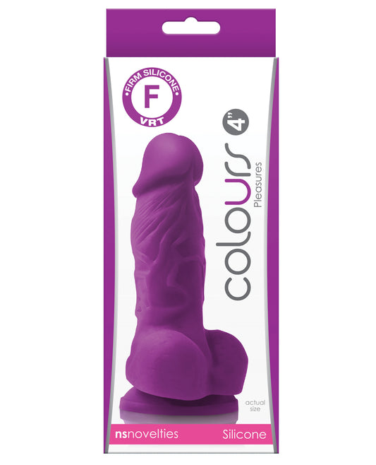 Colours Pleasures 4” Dong w/Balls & Suction Cup - Purple