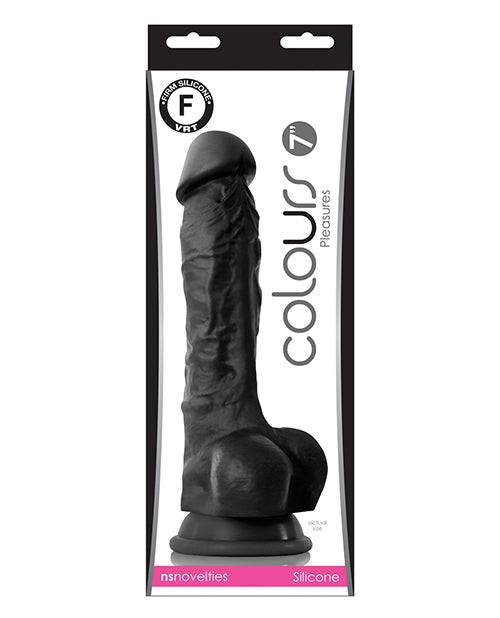 Colours Pleasures 7” Dong w/Balls & Suction Cup - Black