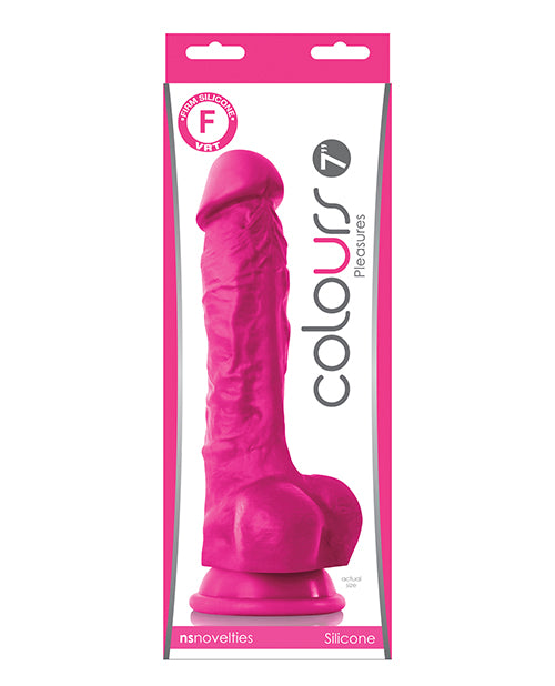 Colours Pleasures 7” Dong w/Balls & Suction Cup - Pink