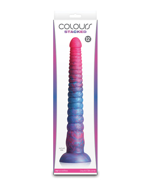 Colours Stacked 12&quot; Dildo - Pink/Blue
