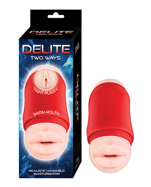 Delite Two Ways Mouth &amp; Vagina Masturbator - White