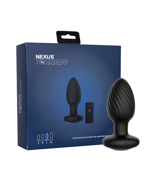 Nexus Tornado Rotating &amp; Vibrating Large Butt Plug w/Remote - Black