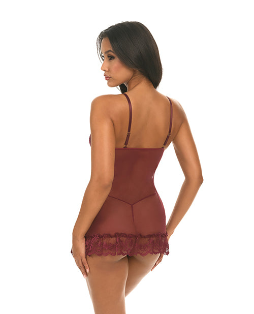 Valentine Lace Babydoll w/Bows & G-Sting - Zinfandel LG