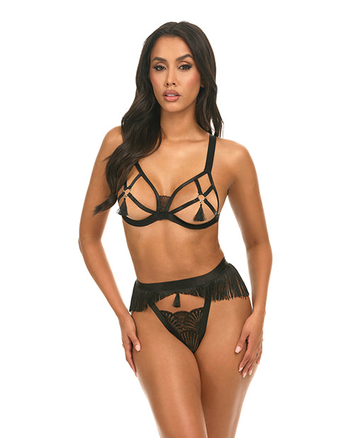 Oh La La Cheri Annika Open Cup 2 pc Set w/Fringe and Tassel Detail