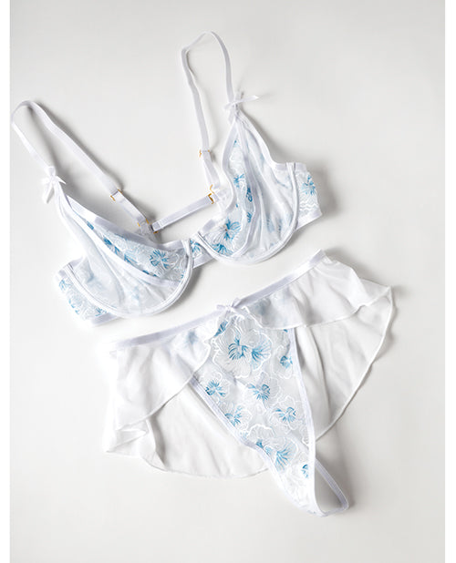 Elena Floral Embroidered 2 pc Set w/Skirted Bottom - White SM