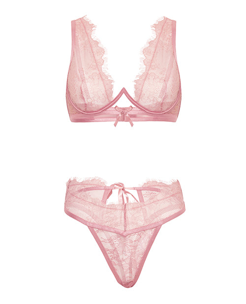 Beatriz Lace 2 pc Set w/Open Back - Pink SM