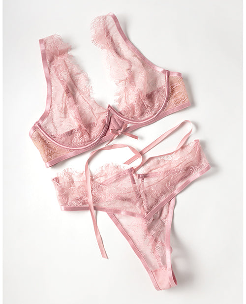 Beatriz Lace 2 pc Set w/Open Back - Pink SM