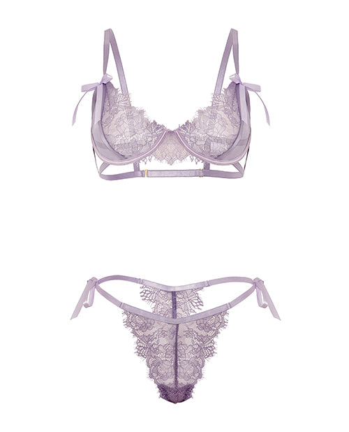 Dahlyia Lace 2 pc Set w/Decorative Ties - Purple S/M