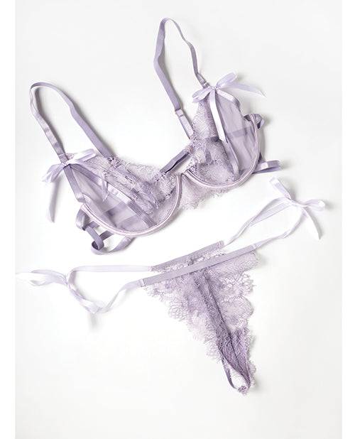 Dahlyia Lace 2 pc Set w/Decorative Ties - Purple S/M
