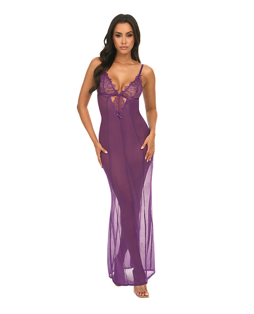 Oh La La Cheri Katana Mesh & Eyelash Lace Gown - Image 2