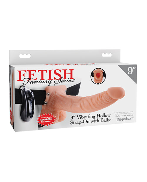 Fetish Fantasy Series 9"  Vibrating Hollow Strap On w/Balls - Flesh