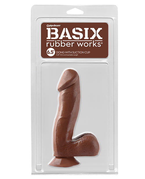 Basix Rubber Works 6.5” Dong w/Suction Cup - Brown