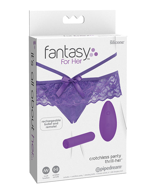 Fantasy For Her Crotchless Panty Thrill Her - Purple