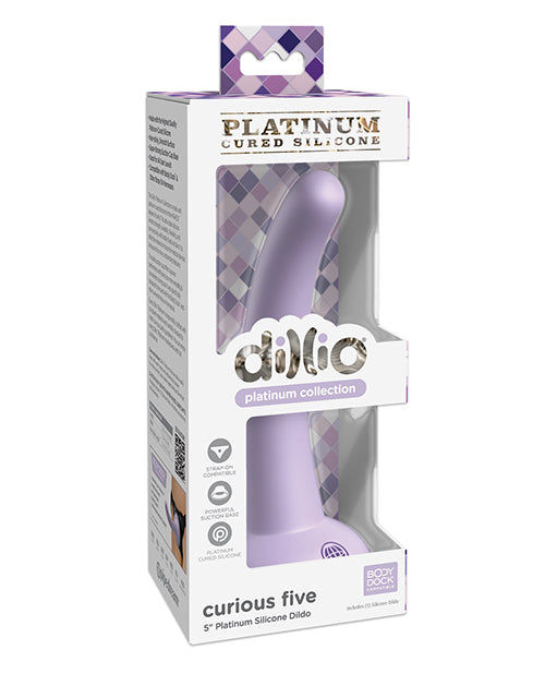 Dillio Platinum 5&quot; Curious Five Silicone Dildo - Purple