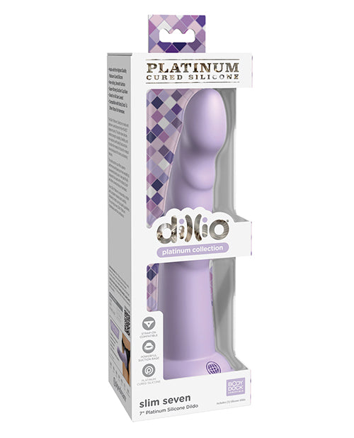 Dillio Platinum 7&quot; Slim Seven Silicone Dildo - Purple