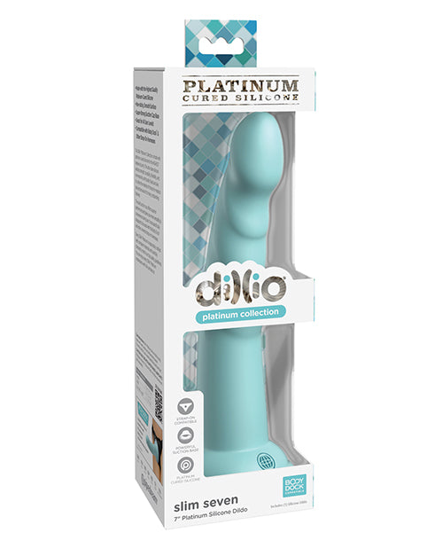 Dillio Platinum 7&quot; Slim Seven Silicone Dildo - Teal