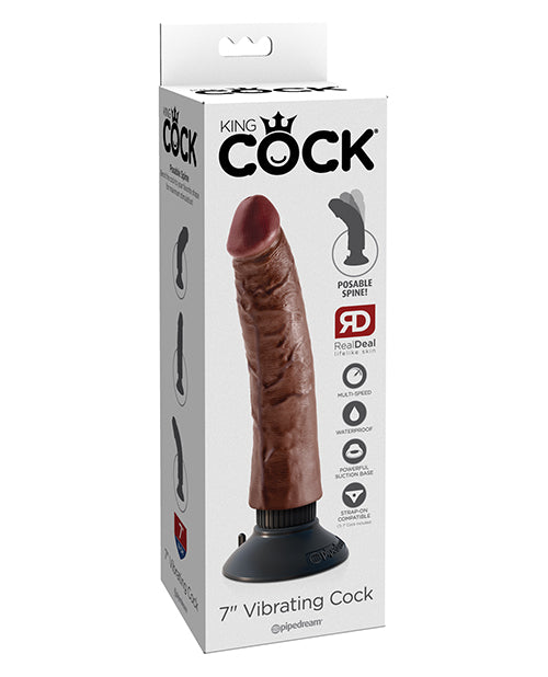 King Cock King Cock 7" Vibrating Cock - Brown