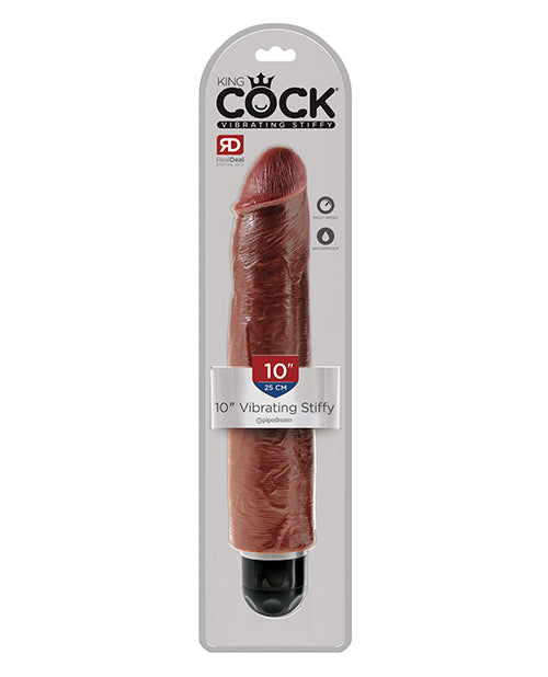 King Cock 10&quot; Vibrating Stiffy - Brown